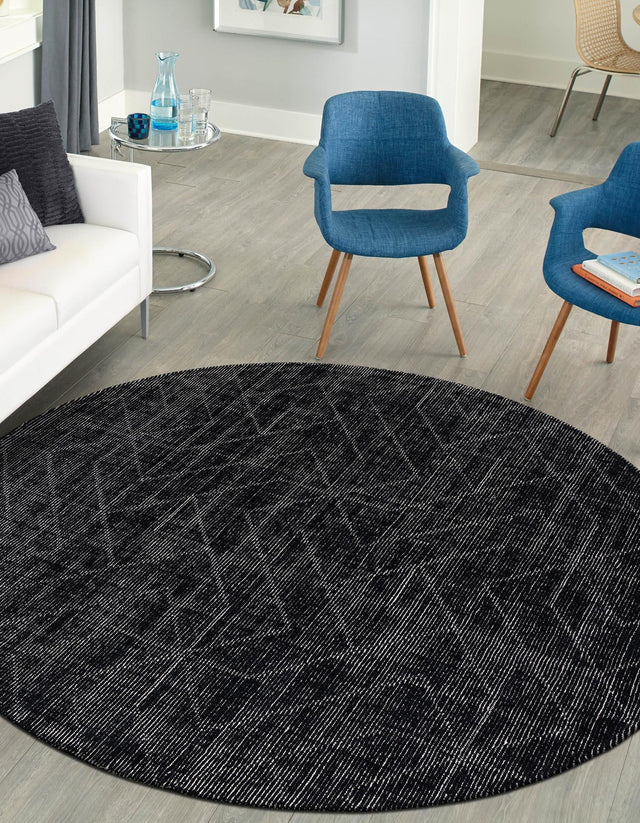 Jet Black 10' x 10' WoolCraft Geometric Round Area Rug Hand Tufted Premium 100% Wool With Cotton Backing Luxury Carpet for Sale at Rug Engine