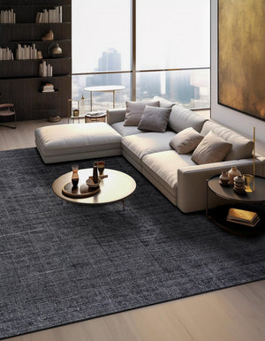 Jet Black 7' 10 x 7' 10 WoolCraft Geometric Square Area Rug Hand Tufted Premium 100% Wool With Cotton Backing Luxury Carpet for Sale at Rug Engine