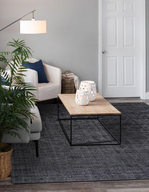 Jet Black 10' x 10' WoolCraft Geometric Square Area Rug Hand Tufted Premium 100% Wool With Cotton Backing Luxury Carpet for Sale at Rug Engine
