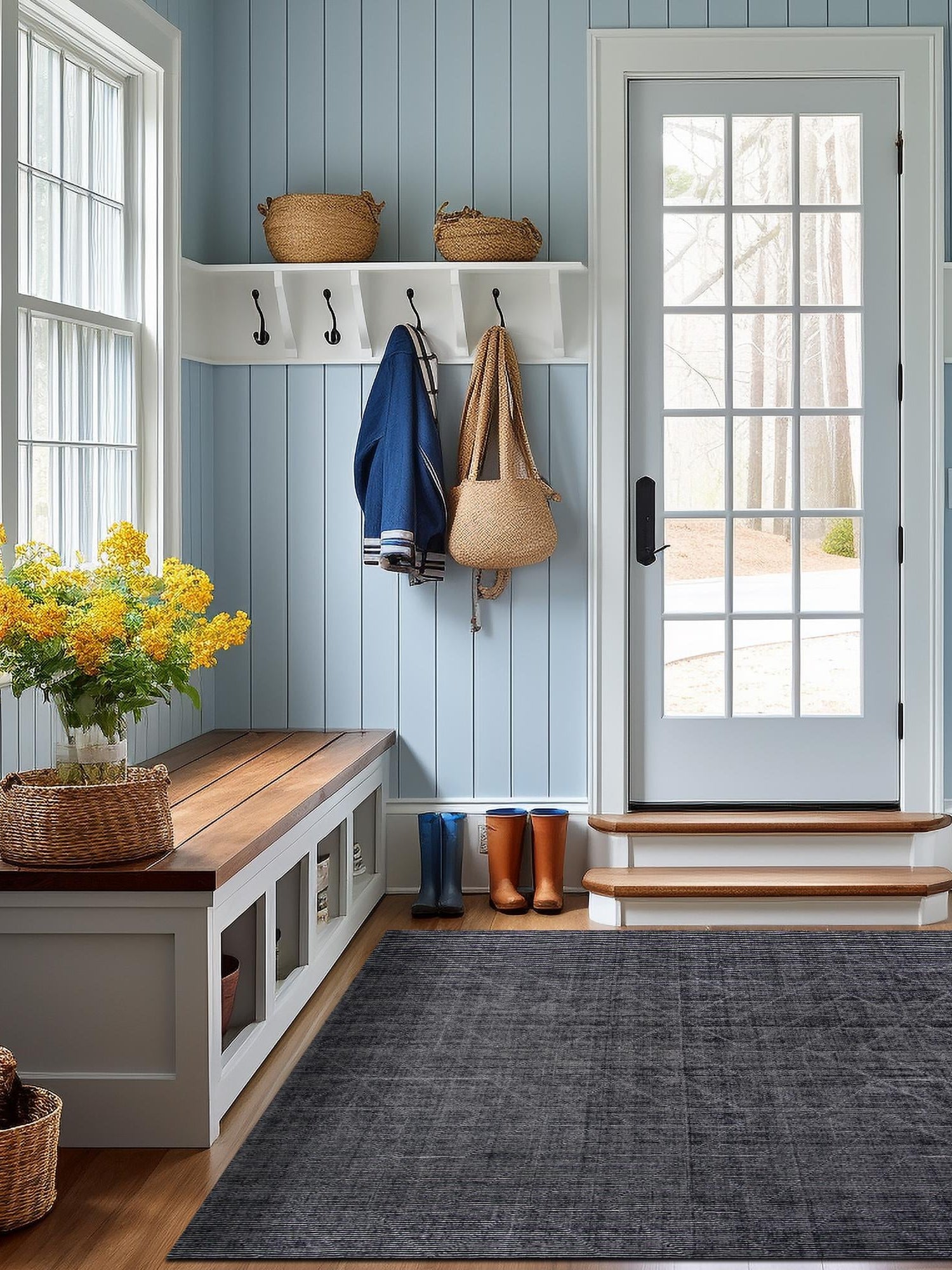 Jet Black 10' x 10' WoolCraft Geometric Square Area Rug Hand Tufted Premium 100% Wool With Cotton Backing Luxury Carpet for Sale at Rug Engine