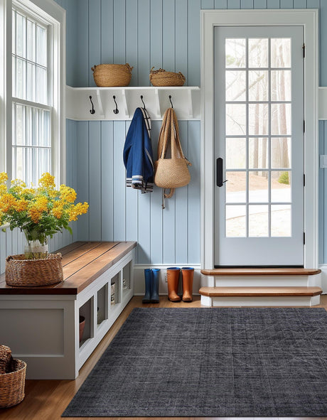 Jet Black 10' x 10' WoolCraft Geometric Square Area Rug Hand Tufted Premium 100% Wool With Cotton Backing Luxury Carpet for Sale at Rug Engine