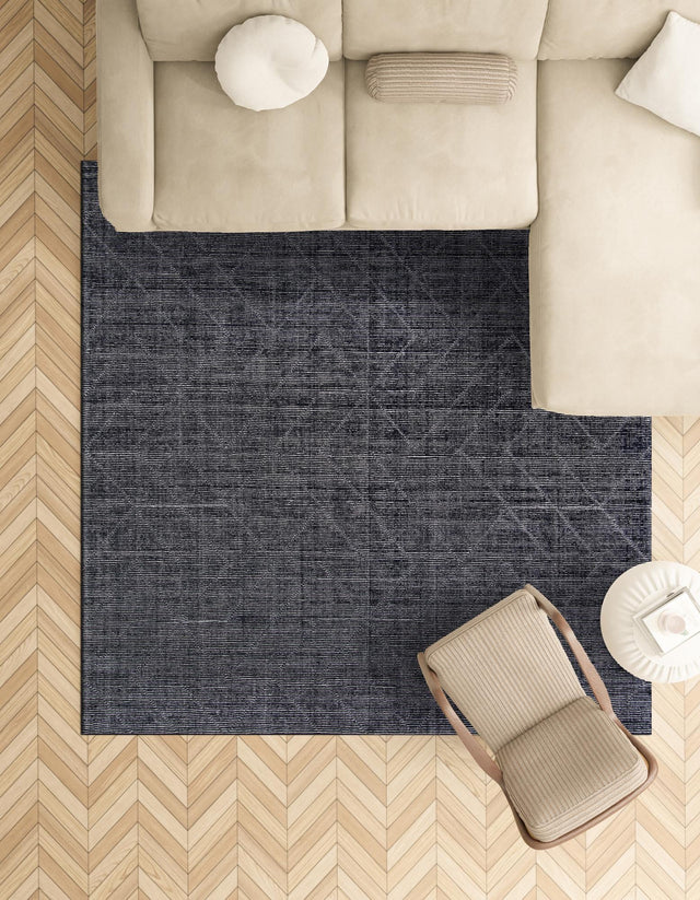 Jet Black 7' 10 x 7' 10 WoolCraft Geometric Square Area Rug Hand Tufted Premium 100% Wool With Cotton Backing Luxury Carpet for Sale at Rug Engine