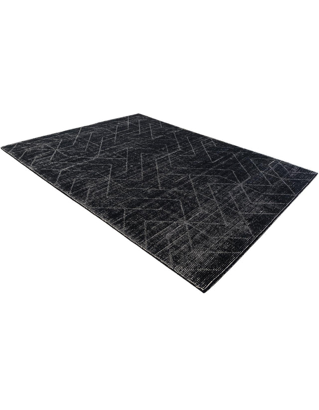 Jet Black 7' 10 x 10' WoolCraft Geometric Rectangle Area Rug Hand Tufted Premium 100% Wool With Cotton Backing Luxury Carpet for Sale at Rug Engine