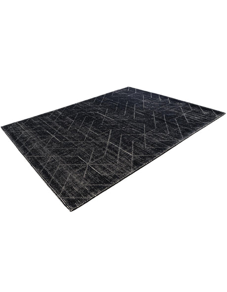 Jet Black 7' 10 x 10' WoolCraft Geometric Rectangle Area Rug Hand Tufted Premium 100% Wool With Cotton Backing Luxury Carpet for Sale at Rug Engine