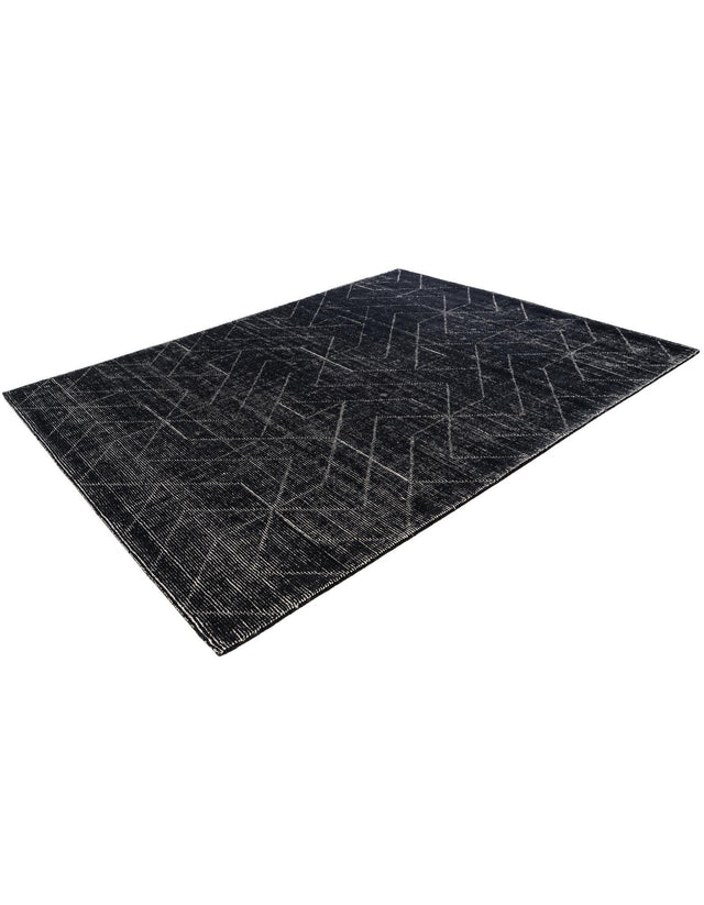 Jet Black 7' 10 x 10' WoolCraft Geometric Rectangle Area Rug Hand Tufted Premium 100% Wool With Cotton Backing Luxury Carpet for Sale at Rug Engine