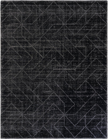 Jet Black 7' 10 x 10' WoolCraft Geometric Rectangle Area Rug Hand Tufted Premium 100% Wool With Cotton Backing Luxury Carpet for Sale at Rug Engine