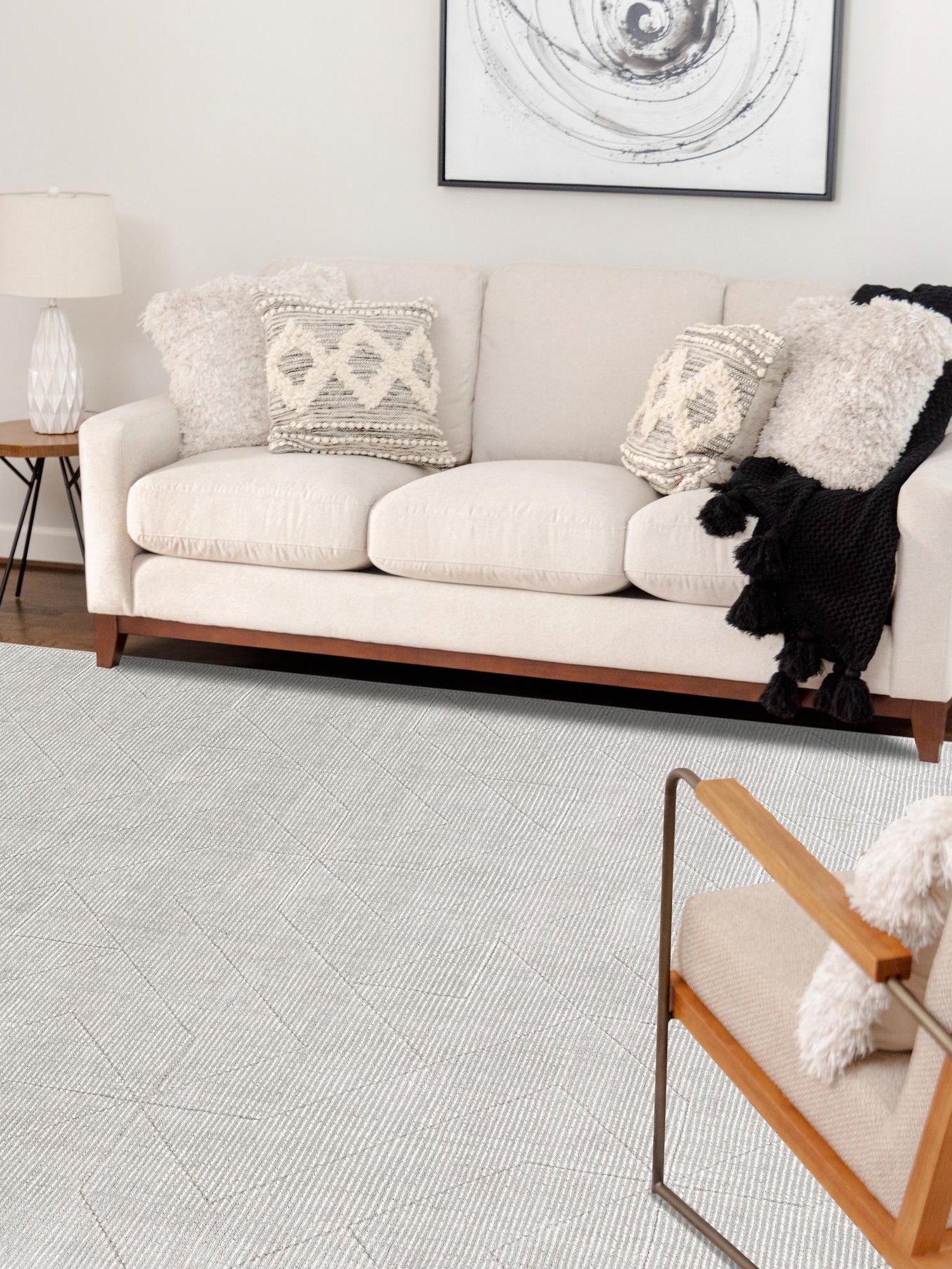 Steel gray 10' x 14' 1 WoolCraft Geometric Rectangle Area Rug Hand Tufted Premium 100% Wool With Cotton Backing Luxury Carpet for Sale at Rug Engine