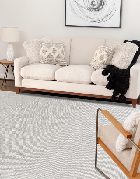 Steel gray 10' x 14' 1 WoolCraft Geometric Rectangle Area Rug Hand Tufted Premium 100% Wool With Cotton Backing Luxury Carpet for Sale at Rug Engine