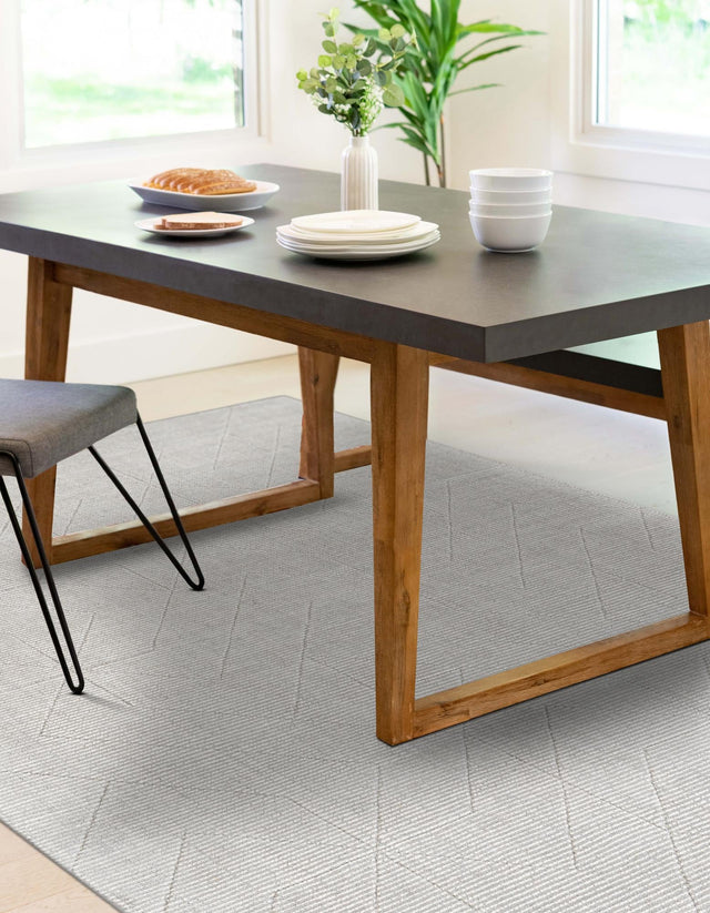 Steel gray 7' 10 x 10' WoolCraft Geometric Rectangle Area Rug Hand Tufted Premium 100% Wool With Cotton Backing Luxury Carpet for Sale at Rug Engine