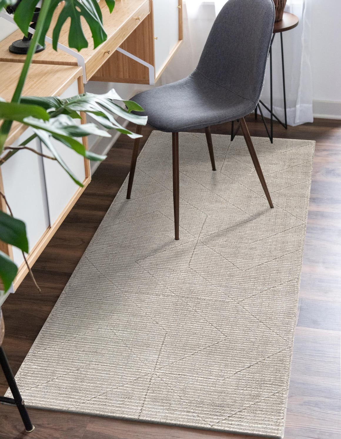 Steel gray 2' x 6' 1 WoolCraft Geometric Runner Area Rug Hand Tufted Premium 100% Wool With Cotton Backing Luxury Carpet for Sale at Rug Engine