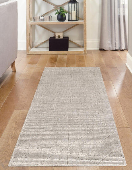 Steel gray 2' x 5' 1 WoolCraft Geometric Runner Area Rug Hand Tufted Premium 100% Wool With Cotton Backing Luxury Carpet for Sale at Rug Engine