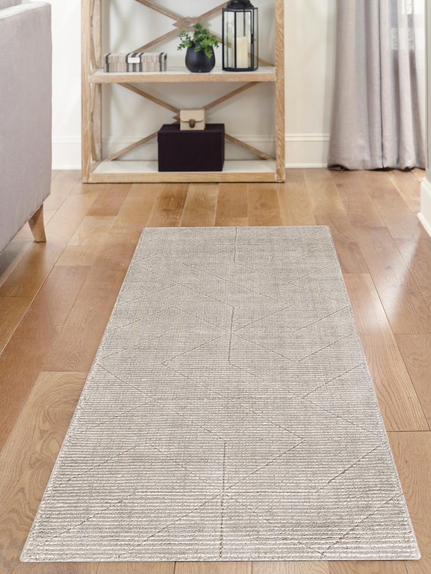 Steel gray 2' x 6' 1 WoolCraft Geometric Runner Area Rug Hand Tufted Premium 100% Wool With Cotton Backing Luxury Carpet for Sale at Rug Engine