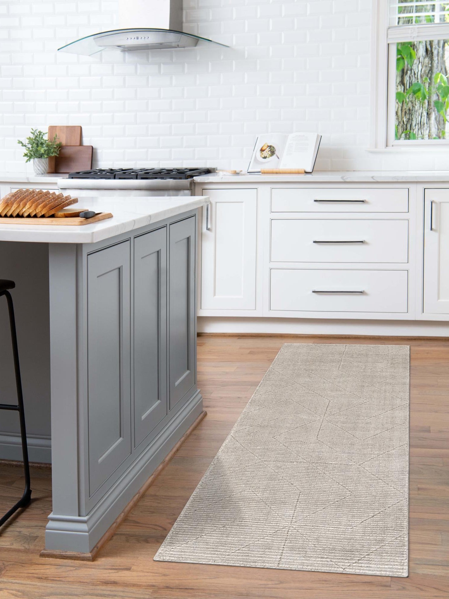 Steel gray 2' x 5' 1 WoolCraft Geometric Runner Area Rug Hand Tufted Premium 100% Wool With Cotton Backing Luxury Carpet for Sale at Rug Engine