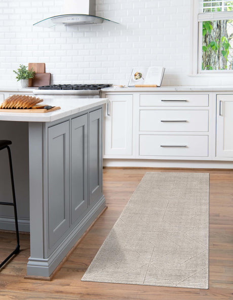 Steel gray 2' x 5' 1 WoolCraft Geometric Runner Area Rug Hand Tufted Premium 100% Wool With Cotton Backing Luxury Carpet for Sale at Rug Engine