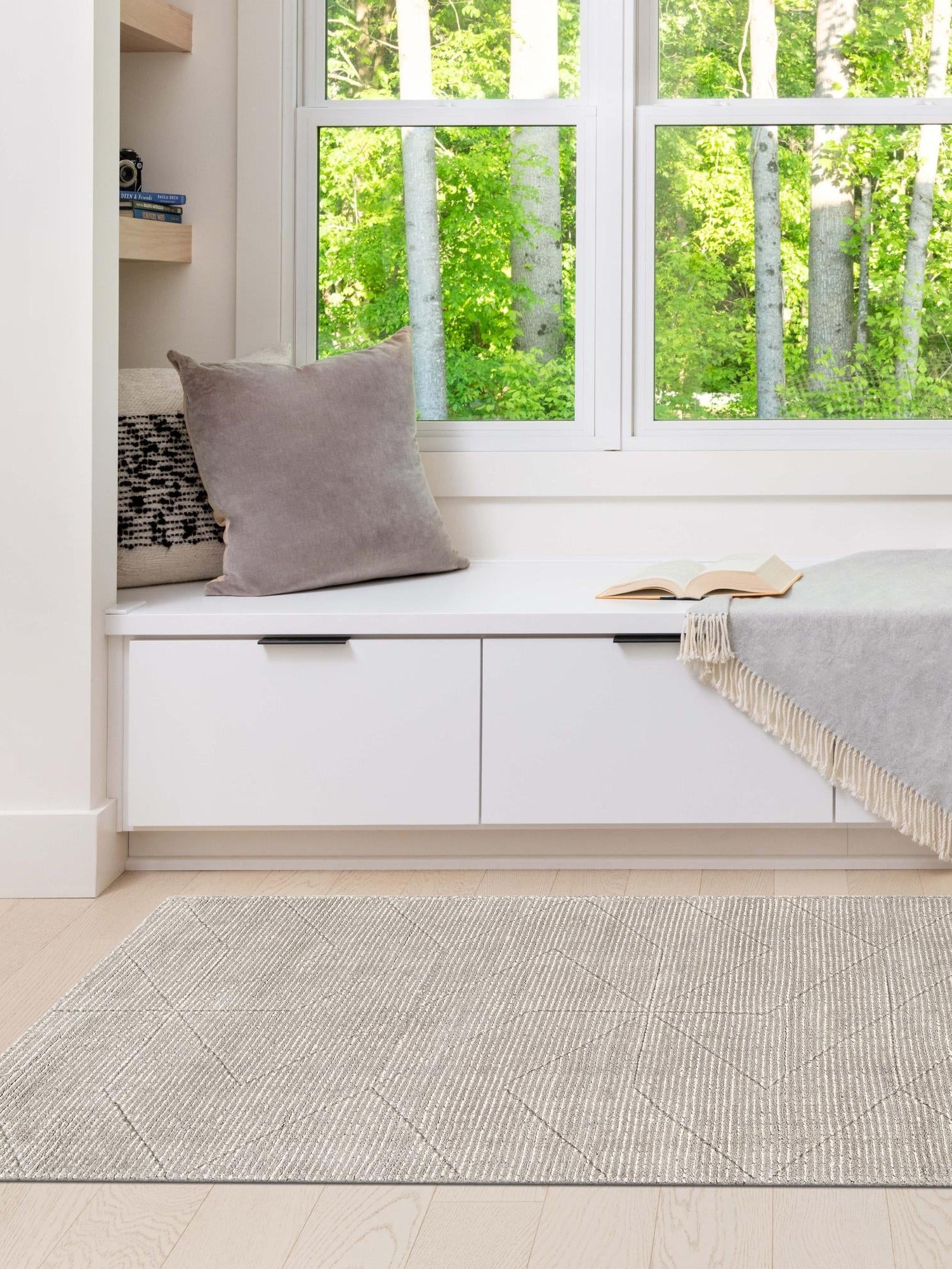 Steel gray 2' x 5' 1 WoolCraft Geometric Runner Area Rug Hand Tufted Premium 100% Wool With Cotton Backing Luxury Carpet for Sale at Rug Engine