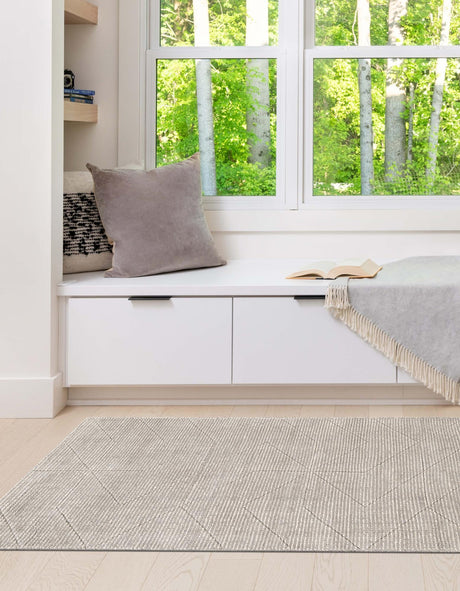Steel gray 2' x 5' 1 WoolCraft Geometric Runner Area Rug Hand Tufted Premium 100% Wool With Cotton Backing Luxury Carpet for Sale at Rug Engine