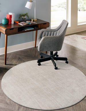 Steel gray 7' 10 x 7' 10 WoolCraft Geometric Round Area Rug Hand Tufted Premium 100% Wool With Cotton Backing Luxury Carpet for Sale at Rug Engine