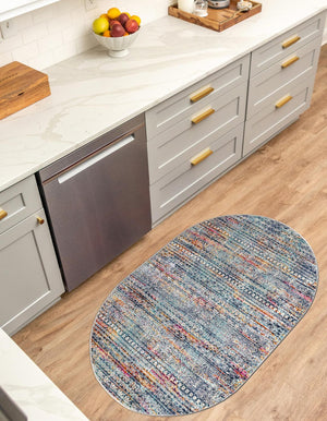 Multicolor 3' 7 x 5' 3 Malibu Oval Area Rug 70% Polypropylene & 30% Polyester Colorful Modern Carpet for Living, Dining, Office, Bedrooms for Sale at Rug Engine