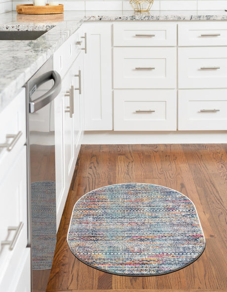 Multicolor 3' 7 x 5' 3 Malibu Oval Area Rug 70% Polypropylene & 30% Polyester Colorful Modern Carpet for Living, Dining, Office, Bedrooms for Sale at Rug Engine