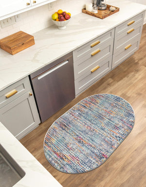 Multicolor 3' 7 x 5' 3 Malibu Oval Area Rug 70% Polypropylene & 30% Polyester Colorful Modern Carpet for Living, Dining, Office, Bedrooms for Sale at Rug Engine
