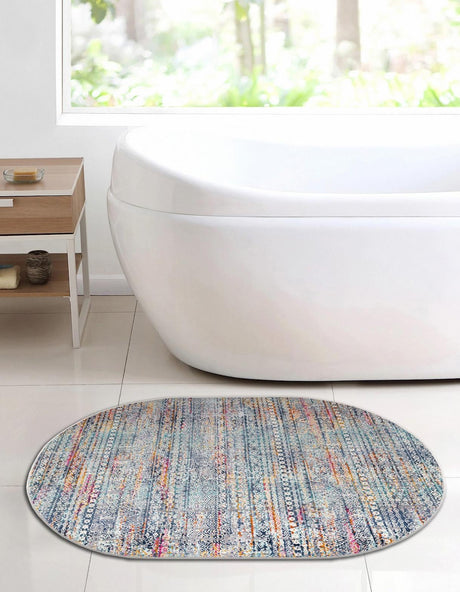 Multicolor 3' 7 x 5' 3 Malibu Oval Area Rug 70% Polypropylene & 30% Polyester Colorful Modern Carpet for Living, Dining, Office, Bedrooms for Sale at Rug Engine