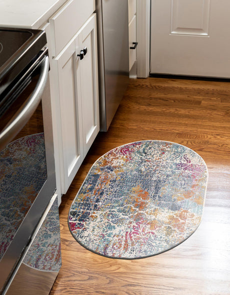 Multicolor 3' 7 x 5' 3 Malibu Oval Area Rug 70% Polypropylene & 30% Polyester Colorful Modern Carpet for Living, Dining, Office, Bedrooms for Sale at Rug Engine