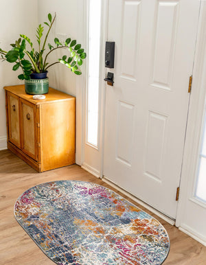 Multicolor 3' 7 x 5' 3 Malibu Oval Area Rug 70% Polypropylene & 30% Polyester Colorful Modern Carpet for Living, Dining, Office, Bedrooms for Sale at Rug Engine
