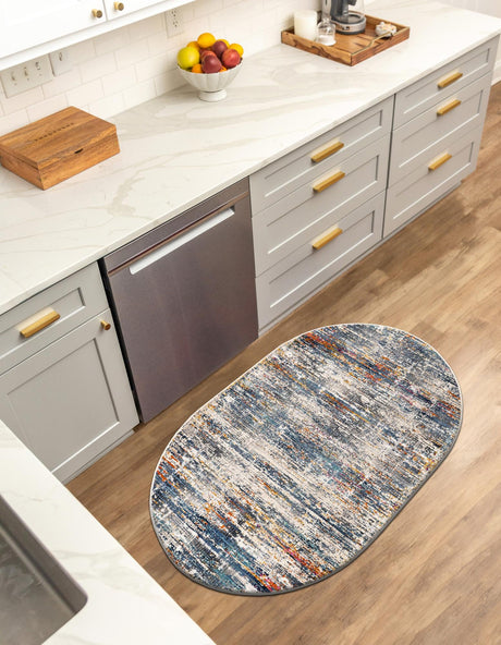 Multicolor 3' 7 x 5' 3 Malibu Oval Area Rug 70% Polypropylene & 30% Polyester Colorful Modern Carpet for Living, Dining, Office, Bedrooms for Sale at Rug Engine