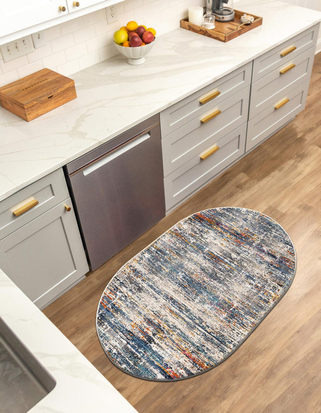 Multicolor 3' 7 x 5' 3 Malibu Oval Area Rug 70% Polypropylene & 30% Polyester Colorful Modern Carpet for Living, Dining, Office, Bedrooms for Sale at Rug Engine