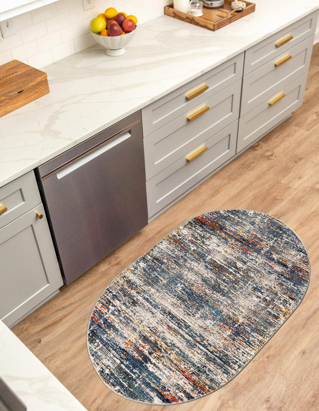 Multicolor 3' 7 x 5' 3 Malibu Oval Area Rug 70% Polypropylene & 30% Polyester Colorful Modern Carpet for Living, Dining, Office, Bedrooms for Sale at Rug Engine