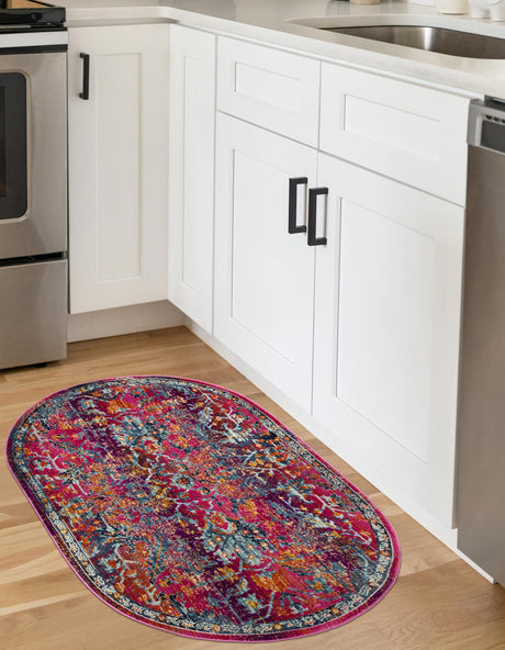 Fuchsia 3' 7 x 5' 3 Budapest Oval Area Rug 70% Polypropylene & 30% Polyester With Cotton Backing Traditional Classical Room Carpet for Sale at Rug Engine