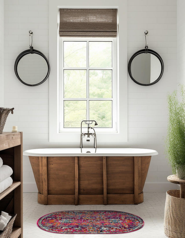 Fuchsia 3' 7 x 5' 3 Budapest Oval Area Rug 70% Polypropylene & 30% Polyester With Cotton Backing Traditional Classical Room Carpet for Sale at Rug Engine