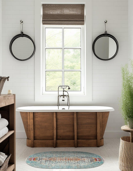 Blue 3' 7 x 5' 3 Budapest Oval Area Rug 70% Polypropylene & 30% Polyester With Cotton Backing Traditional Classical Room Carpet for Sale at Rug Engine