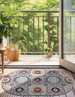 Multicolor 3' 7 x 5' 3 Budapest Oval Area Rug 70% Polypropylene & 30% Polyester With Cotton Backing Traditional Classical Room Carpet for Sale at Rug Engine