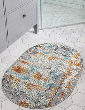 Gray 3' 7 x 5' 3 Budapest Oval Area Rug 70% Polypropylene & 30% Polyester With Cotton Backing Traditional Classical Room Carpet for Sale at Rug Engine