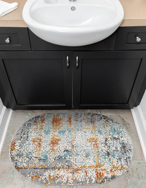 Gray 3' 7 x 5' 3 Budapest Oval Area Rug 70% Polypropylene & 30% Polyester With Cotton Backing Traditional Classical Room Carpet for Sale at Rug Engine