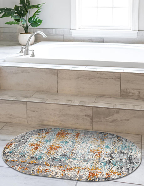 Gray 3' 7 x 5' 3 Budapest Oval Area Rug 70% Polypropylene & 30% Polyester With Cotton Backing Traditional Classical Room Carpet for Sale at Rug Engine