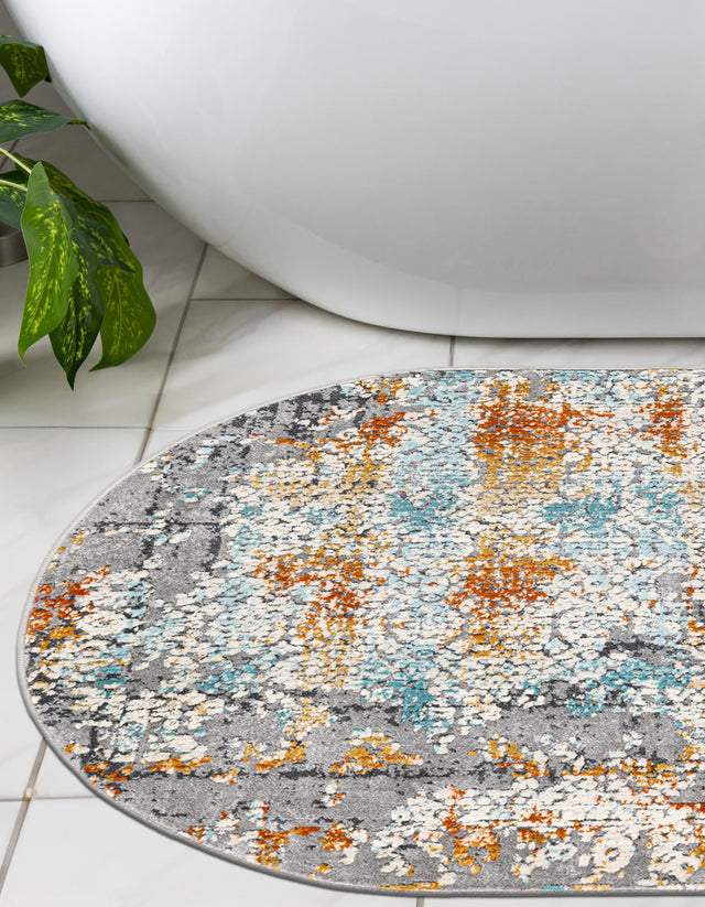 Gray 3' 7 x 5' 3 Budapest Oval Area Rug 70% Polypropylene & 30% Polyester With Cotton Backing Traditional Classical Room Carpet for Sale at Rug Engine