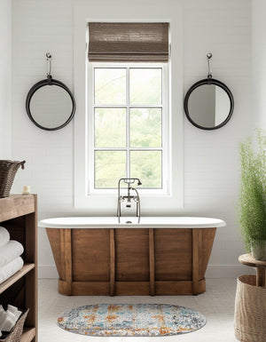 Gray 3' 7 x 5' 3 Budapest Oval Area Rug 70% Polypropylene & 30% Polyester With Cotton Backing Traditional Classical Room Carpet for Sale at Rug Engine