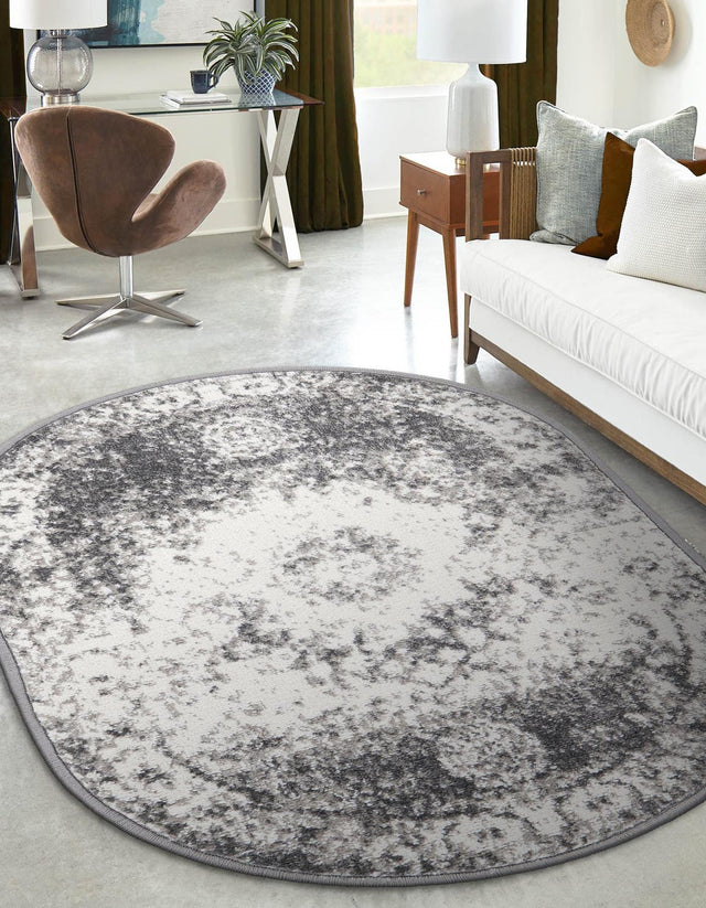Gray 7' 10 x 10' Rosso Oval Area Rug Vintage Distressed Faded Traditional Design Carpet for Unique Home Interior Design for Sale at Rug Engine