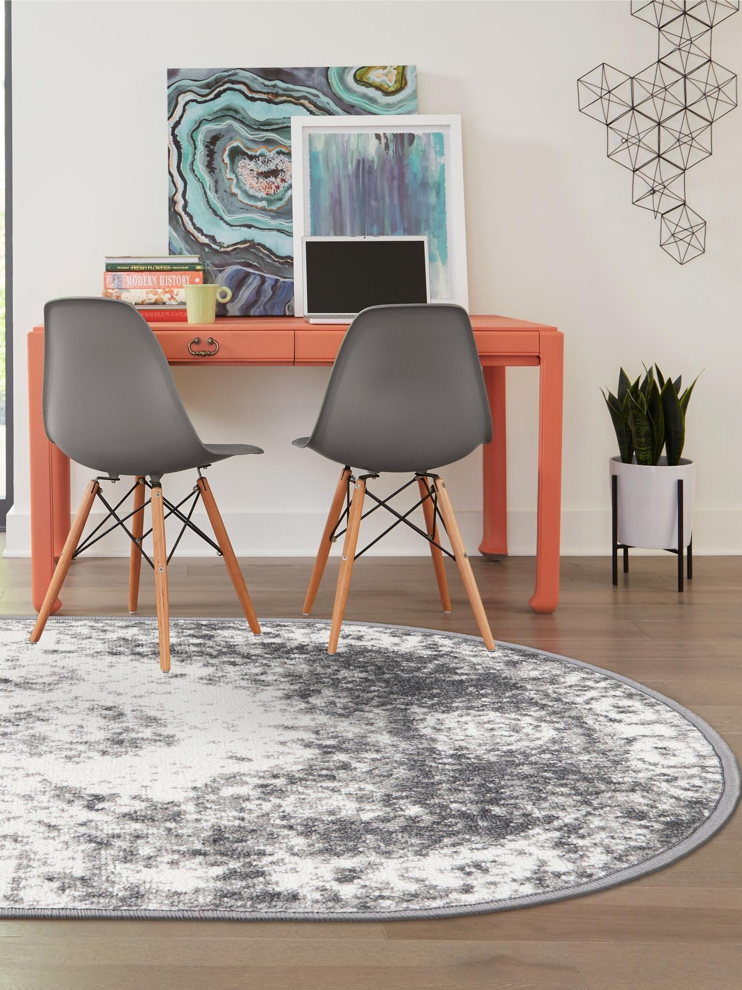 Gray 7' 10 x 10' Rosso Oval Area Rug Vintage Distressed Faded Traditional Design Carpet for Unique Home Interior Design for Sale at Rug Engine