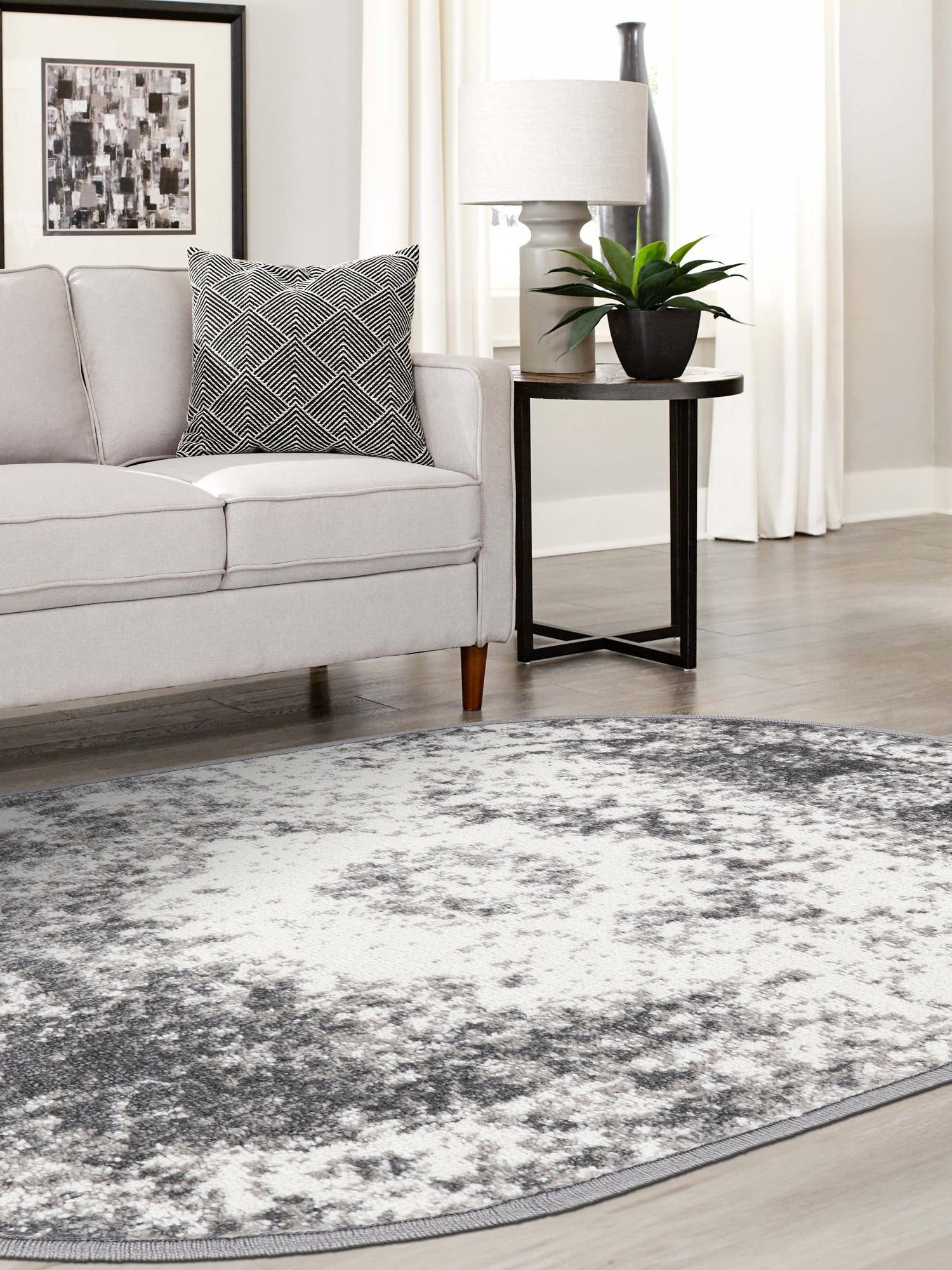 Gray 7' 10 x 10' Rosso Oval Area Rug Vintage Distressed Faded Traditional Design Carpet for Unique Home Interior Design for Sale at Rug Engine