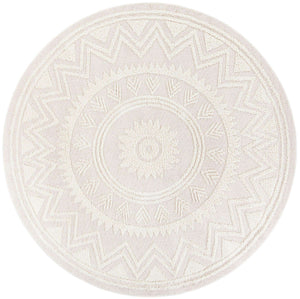 Ivory 10' x 10' Boho Round Area Rug 100% Polyester With Cotton Backing Geometric Modern Boho Bohemian Decor Carpet for Living Rooms Office Dining Kitchen Unique Interior Design for Sale at Rug Engine