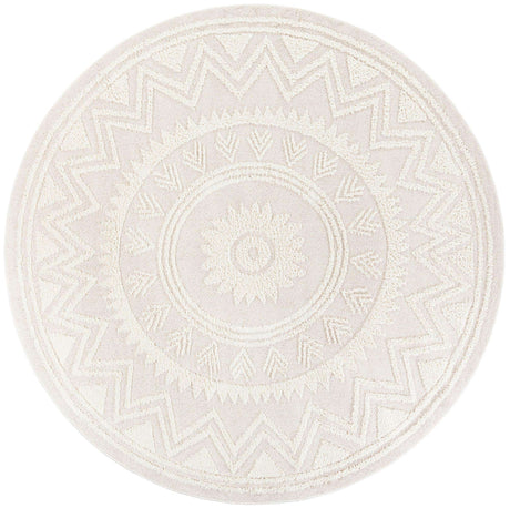 Ivory 10' x 10' Boho Round Area Rug 100% Polyester With Cotton Backing Geometric Modern Boho Bohemian Decor Carpet for Living Rooms Office Dining Kitchen Unique Interior Design for Sale at Rug Engine