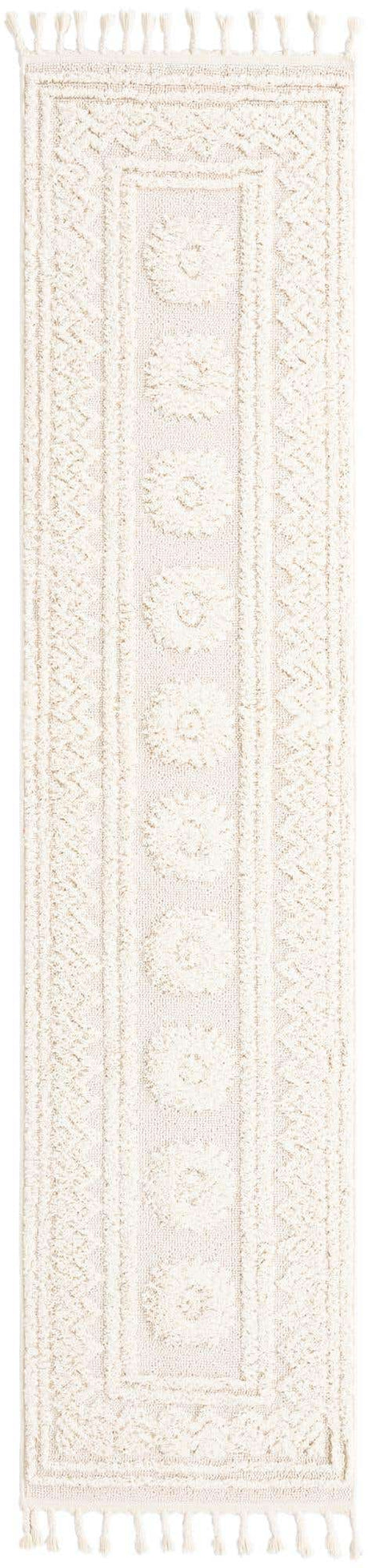 Ivory 2' 7 x 10' Boho Runner Area Rug 100% Polyester With Cotton Backing Geometric Modern Boho Bohemian Decor Carpet for Living Rooms Office Dining Kitchen Unique Interior Design for Sale at Rug Engine