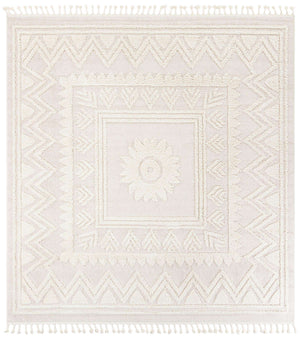 Ivory 10' x 10' Boho Square Area Rug 100% Polyester With Cotton Backing Geometric Modern Boho Bohemian Decor Carpet for Living Rooms Office Dining Kitchen Unique Interior Design for Sale at Rug Engine