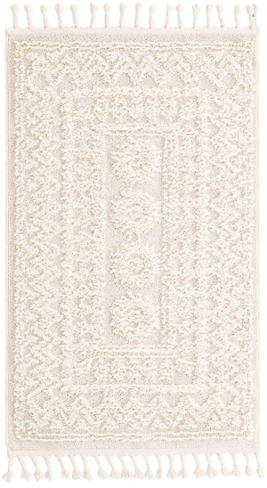Ivory 3' 3 x 5' 3 Boho Rectangle Area Rug 100% Polyester With Cotton Backing Geometric Modern Boho Bohemian Decor Carpet for Living Rooms Office Dining Kitchen Unique Interior Design for Sale at Rug Engine