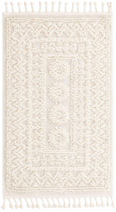 Ivory 3' 3 x 5' 3 Boho Rectangle Area Rug 100% Polyester With Cotton Backing Geometric Modern Boho Bohemian Decor Carpet for Living Rooms Office Dining Kitchen Unique Interior Design for Sale at Rug Engine