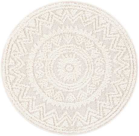 Ivory 4' 1 x 4' 1 Boho Round Area Rug 100% Polyester With Cotton Backing Geometric Modern Boho Bohemian Decor Carpet for Living Rooms Office Dining Kitchen Unique Interior Design for Sale at Rug Engine