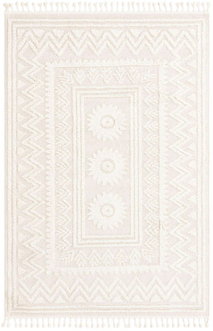 Ivory 7' 1 x 10' Boho Rectangle Area Rug 100% Polyester With Cotton Backing Geometric Modern Boho Bohemian Decor Carpet for Living Rooms Office Dining Kitchen Unique Interior Design for Sale at Rug Engine